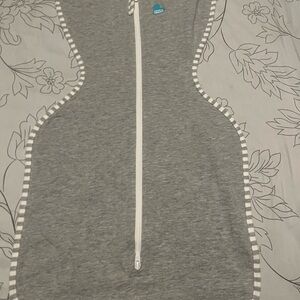 Gray Baby Swaddle with White Trim